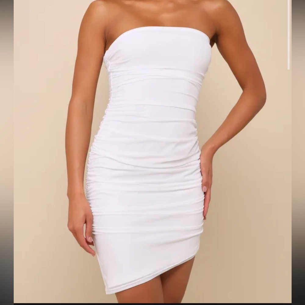Lulus Ruched Mesh Mini Dress